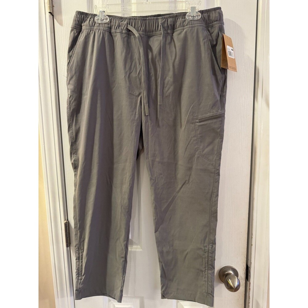 NWT Eddie Bauer Agate Capri Pants Womens XL Gray Nylon Stretch Hiking Travel